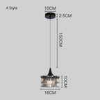 Pendant light fixture with a black cord and a wavy glass shade. Dimensions are labeled: ceiling mount diameter 10 cm, height 2.5 cm, cord length 150 cm, shade diameter 16 cm, and shade height 10 cm.